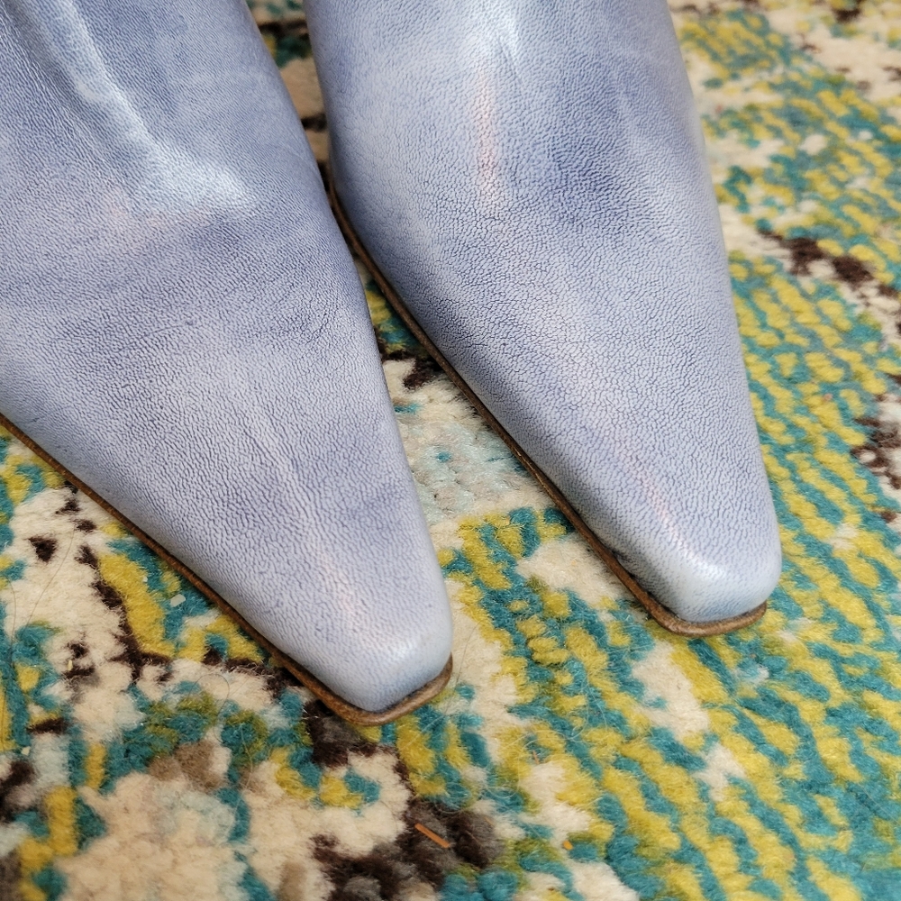 Maripé‎ Italian Leather Blue Washed Pointed Toe Ankle Boots, Size Womens 7 - Picture 4 of 11